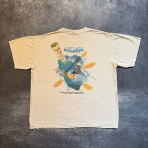 Vintage Bacardi Rum T-Shirt Mens XL Cream Single Stitch Windsurfing Promo